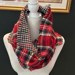 New Classic Red and Blue Two-Tone Plaid Infinity Scarf